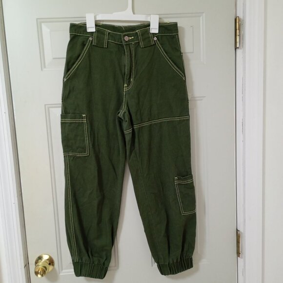 BDG Jogger Pants Green 100% Cotton With Pockets - Size 28 - Picture 1 of 12
